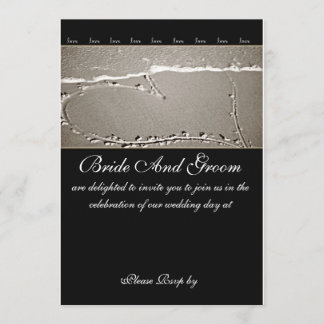 Elegant Beach Kärlek Heart Wedding bjudande Inbjudningar