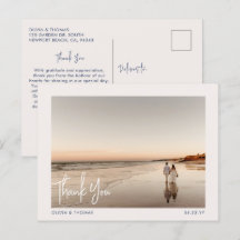 Elegant Beach Modern Bröllop Photo Tack Navy
