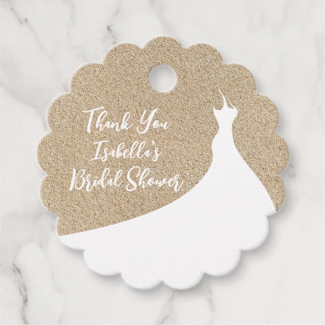 Elegant Beach-Möhippans Tack vit Gåvor Etiketter (Framsida)