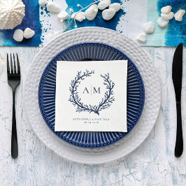 Elegant Beach Nautical Monogram Bröllop Pappersservett