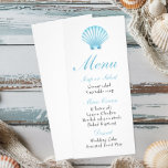 Elegant Beach Nautical Seashell Bröllop Menu Reklamkort<br><div class="desc">Öka ditt elegant-badbröllop med den här snyggt designade menyn, med mjuka blå segeler och nautisk information. Perfekt för avrinningsområden, oceanfront-middagar eller sommarsemestrar, den här utformningen ger en liten bit raffinerad kustcharm till firande. Anpassade med kurser till fullo, det skapar en artig och minnesvärd dykning som dina gäster kommer att uppskatta....</div>