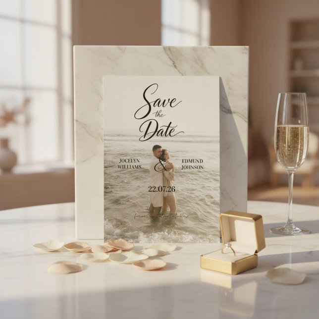 Elegant Beach Photo Save the Date Card Inbjudningar (Skapare uppladdad)
