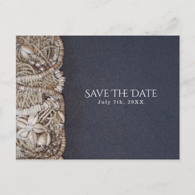 Elegant Beach Puka Shells Bröllop Save the Date Meddelande Vykort (Framsida)