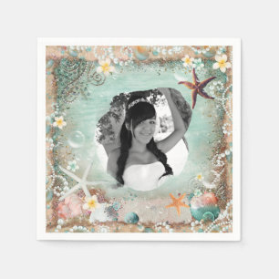 Elegant Beach Sea Starfish & Pearls Party Photo Pappersservett