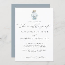 Elegant Beach Seashell Modern Calligraphy Bröllop Inbjudningar