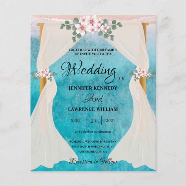 Elegant Beach Seaside Tulle Arbour Photo Bröllop (Framsida)