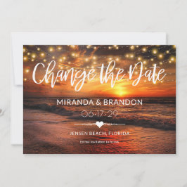 Elegant Beach Summer Bröllop Ändra datumkort Inbjudningar