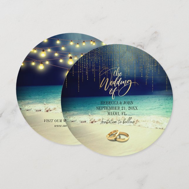 Elegant Beach Summer Bröllop Inbjudningar (Fram/baksida)