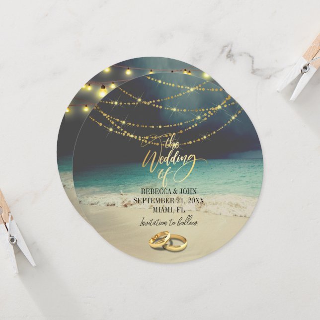 Elegant Beach Summer Bröllop Inbjudningar (Fram/Back In Situ)