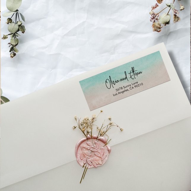 Elegant Beach Summer Bröllop Return-adressetikett Returadress Etikett (Skapare uppladdad)