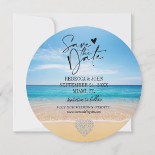 Elegant Beach Summer Bröllop spara datum Card Inbjudningar
