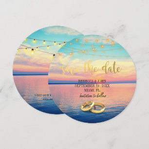 Elegant Beach Summer Bröllop spara datum Card Inbjudningar