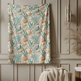 Elegant Beach Thated Blanket Subtle Marine Mönster Fleecefilt