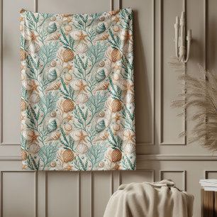 Elegant Beach Thated Blanket Subtle Marine Mönster Fleecefilt
