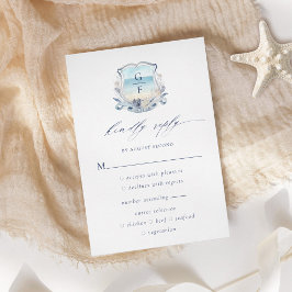 Elegant Beach Vapensköld Monogram Bröllop OSA Kort