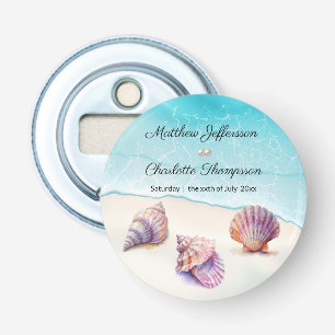 Elegant Beach Wedand Seashells Pearls Nautical Flasköppnare