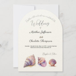 Elegant Beach Wedand Seashells Pearls Nautical Inbjudningar