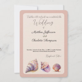 Elegant Beach Wedand Seashells Pearls Nautical Inbjudningar