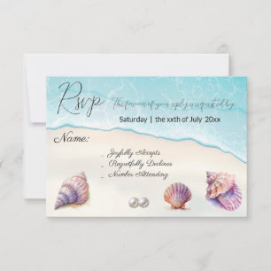 Elegant Beach Wedand Seashells Pearls Nautical OSA Kort
