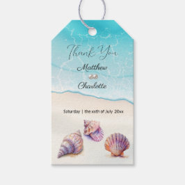 Elegant Beach Wedand Seashells Pearls Nautical Presentetikett