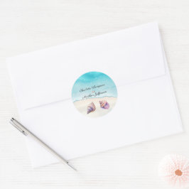 Elegant Beach Wedand Seashells Pearls Nautical Runt Klistermärke