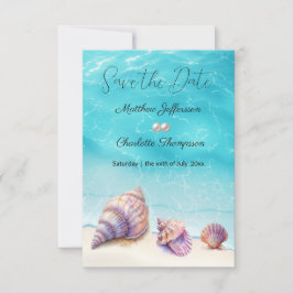 Elegant Beach Wedand Seashells Pearls Nautical Spara Datumet