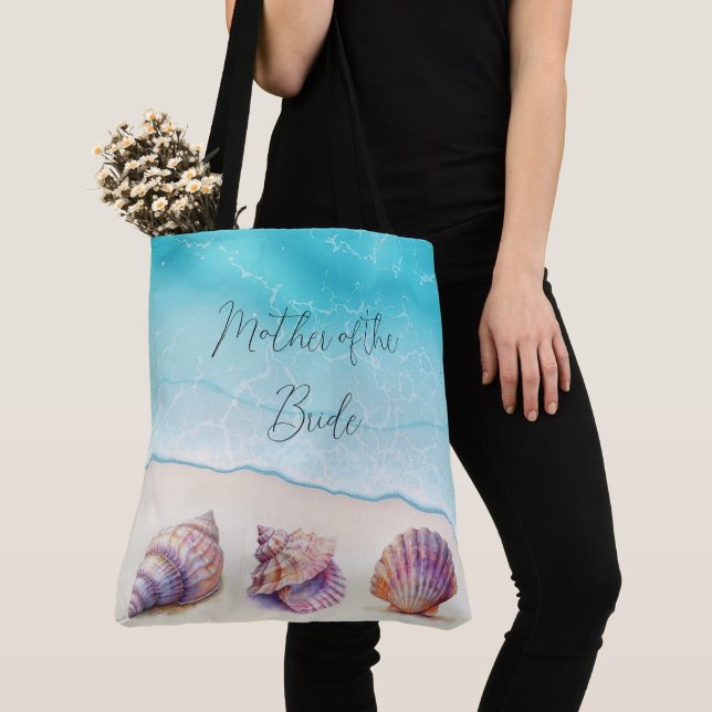 Elegant Beach Wedand Seashells Pearls Nautical Tygkasse (Närbild)