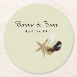 Elegant Beach Wedding Coastal Ocean Destination Underlägg Papper Rund