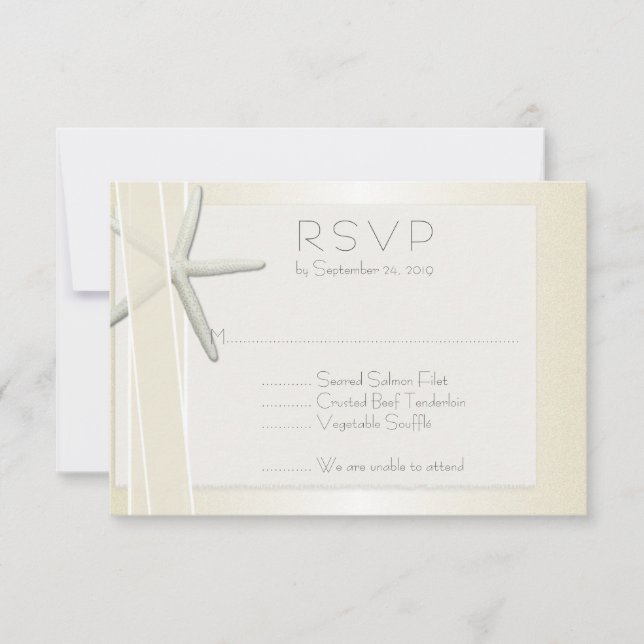 Elegant Beach Wedding OSA Bayside Starfish Kort (Framsida)