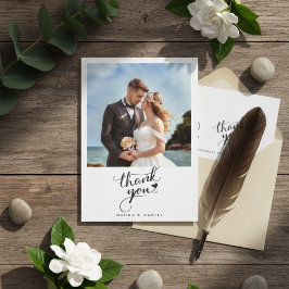Elegant Beach Wedding Photo Thank You Card  Inbjudningar