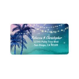 Elegant Beach Wedding Watercolor Handflatan Träd A Adressetikett