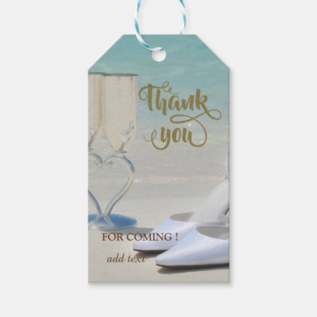 Elegant Beach Wedglass Glass,High Hells Tack Presentetikett (Framsidan)