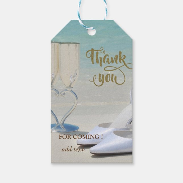 Elegant Beach Wedglass Glass,High Hells Tack Presentetikett (Framsidan)