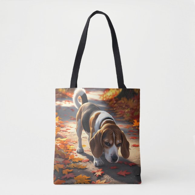 Elegant Beagle Shoulder Tote Tygkasse (Framsida)