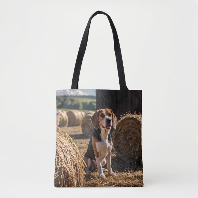 Elegant Beagle Shoulder Tote Tygkasse (Framsida)