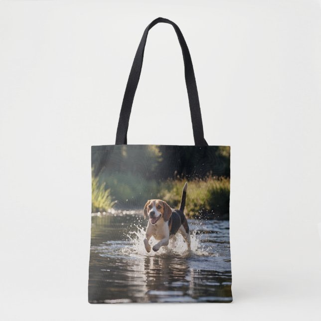 Elegant Beagle Shoulder Tote Tygkasse (Framsida)