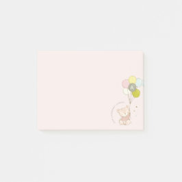 Elegant Bear Balloon Girly Monogram Post-it Block
