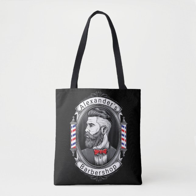 Elegant Bearded Man Barbershop Personalize Tygkasse (Framsida)