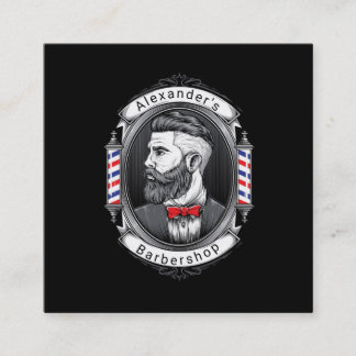 Elegant Bearded Man Square Fyrkantigt Visitkort