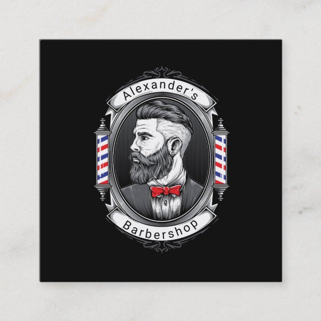 Elegant Bearded Man Square Fyrkantigt Visitkort (Framsida)