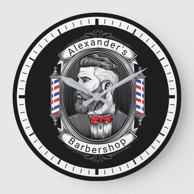 Elegant Bearded Man Thin Ram Stor Klocka (Framsida)