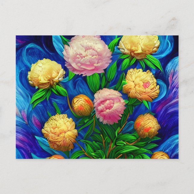 Elegant Beautiful Peony Collection Vykort (Framsida)