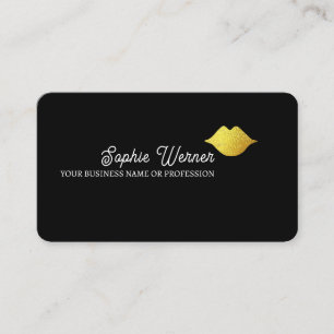 Elegant Beauty Faux Guld Läppar Black Visitkort