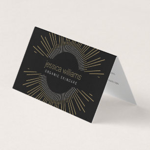 Elegant Beauty Guld Sunburst Black Folded Visitkort