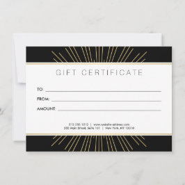 Elegant Beauty Guld Sunburst Black Gift Card Inbjudningar