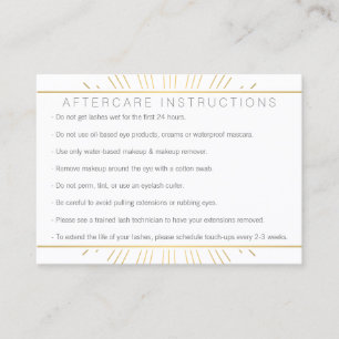 Elegant Beauty Guld Sunburst Lash Aftercare Visitkort