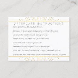 Elegant Beauty Guld Sunburst Lash Aftercare Visitkort