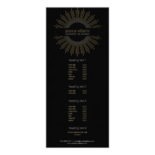 Elegant Beauty Guld Sunburst on Black Reklamkort