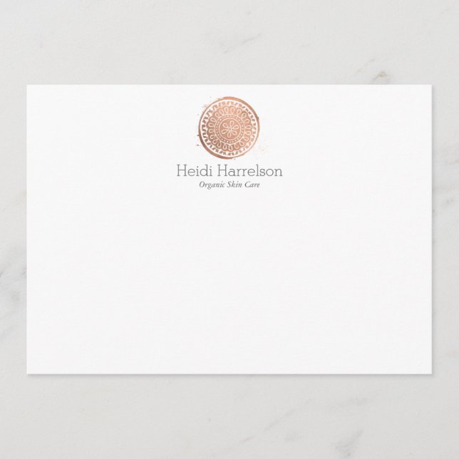 Elegant Beauty Mandala Logotyp Ro Guld Anteckningskort (Framsida)