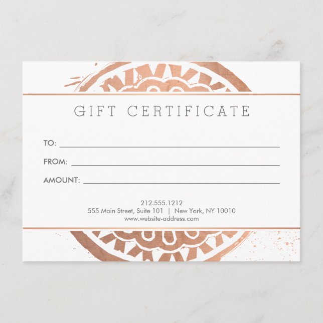 Elegant Beauty Mandala Logotyp Ro Guld Gift Card (Framsida)